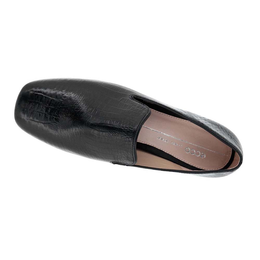 Women's Ecco Anine Squared Smoking Loafers Black | Canada 154GSO